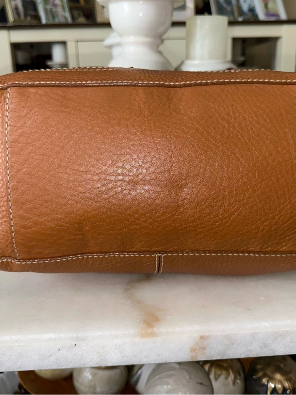 Cole Haan Heritage Village Double Handle Front Zip Tote British Tan Pebbled - Picture 3 of 11